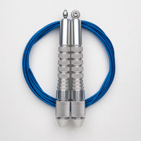 Corde à sauter argent avec câble enrobé bleu
