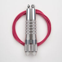 Corde à sauter argent avec câble enrobé rose