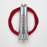 Corde à sauter argent avec câble enrobé rouge