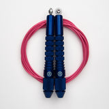 Corde à sauter bleu avec câble enrobé rose