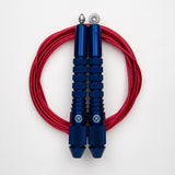 Corde à sauter bleu avec câble enrobé rouge