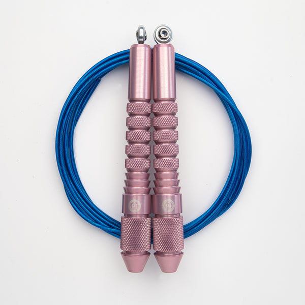 Corde à sauter Rose Gold avec câble enrobé bleu
