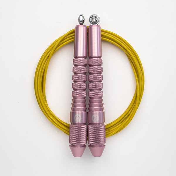 Corde à sauter Rose Gold avec câble enrobé jaune