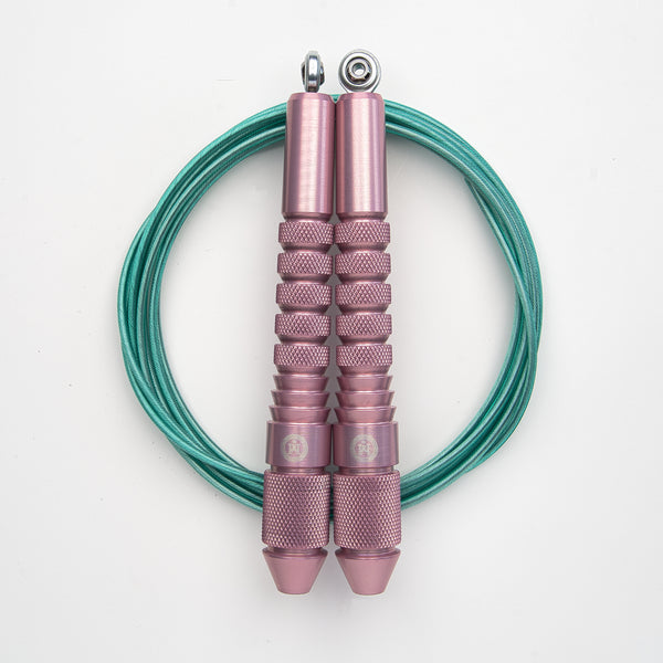 Corde à sauter Rose Gold avec câble enrobé vert