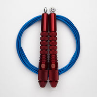 Corde à sauter Rouge Rubis avec câble enrobé bleu