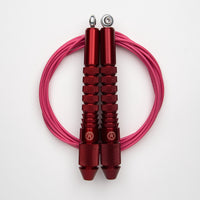 Corde à sauter Rouge Rubis avec câble enrobé rose